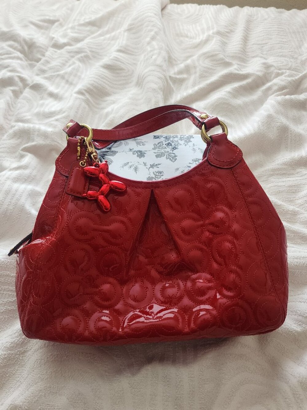 Pre-Loved Coach Gramercy Patent Embossed Leather Small Bag -Red